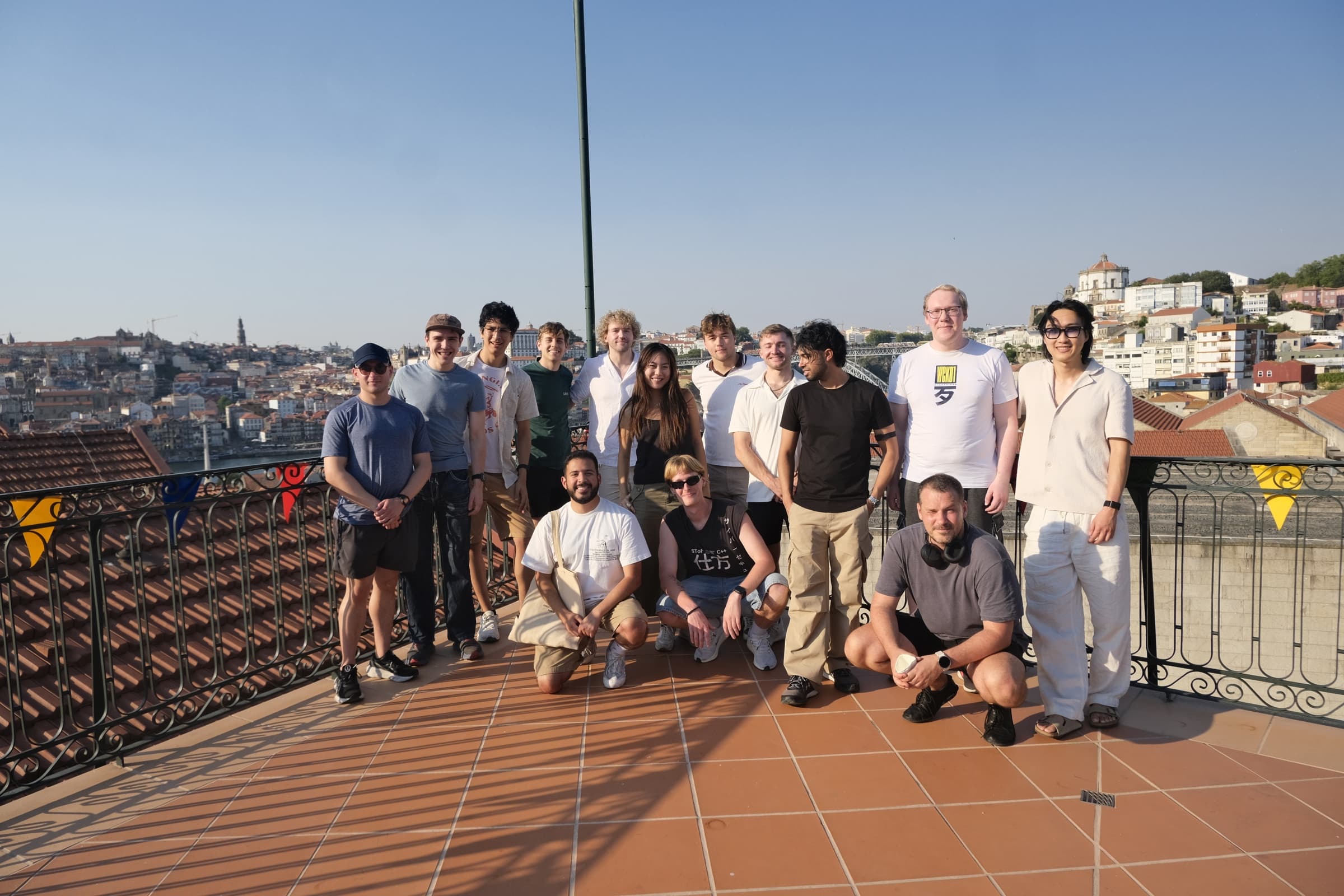 Null Studios team gathered on a rooftop in Porto