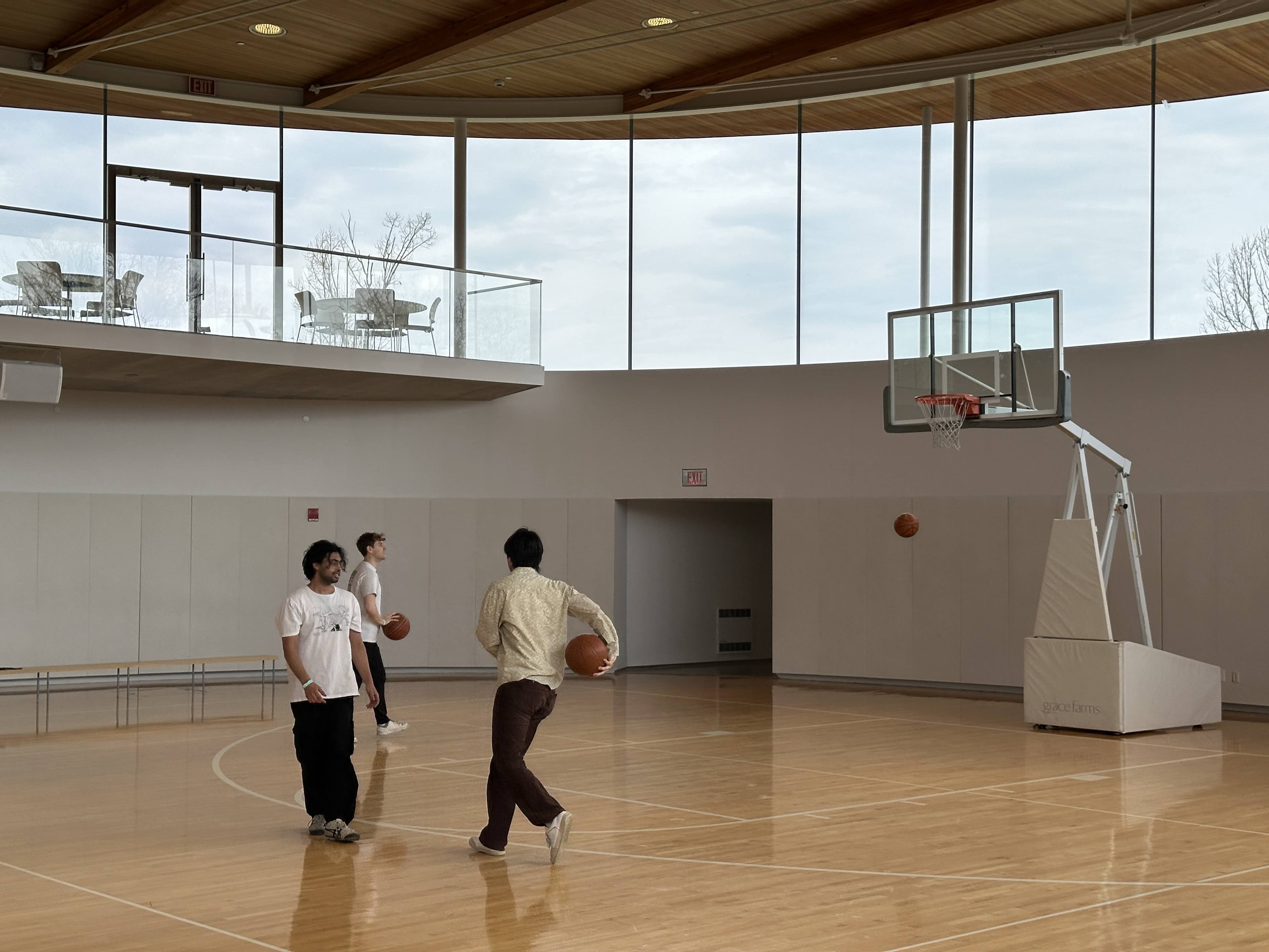 Null Studios team playing basketball during an offsite